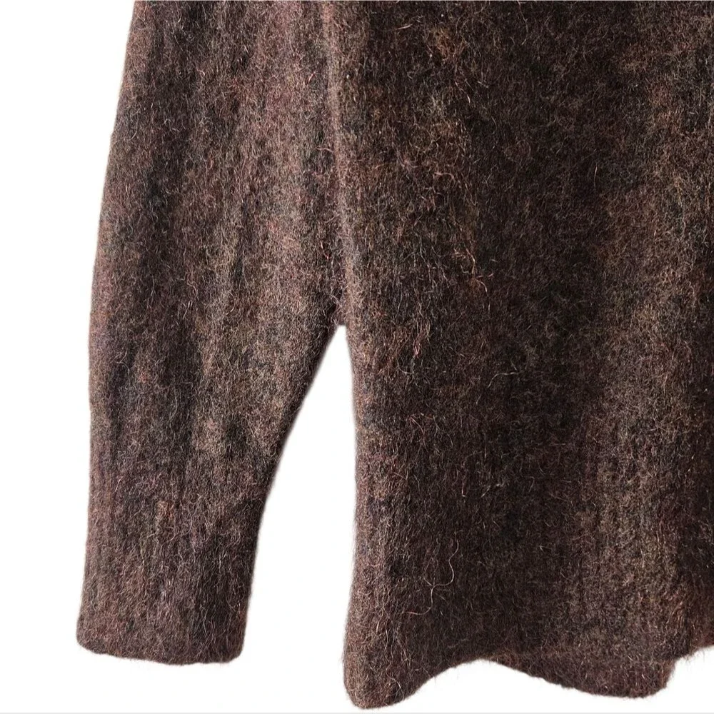 H&M Brown Mohair Wool Blend Cowl Neck Sweater Womens Size Medium - Picture 3 of 4